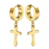 Boucles d'Oreilles Croix Couleur Or Acier 316