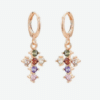 Boucles d'Oreilles Croix Religieuse Zirconiums Or Rose Boucles d'Oreilles Croix Religieuse Zirconiums Or Rose