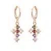 Boucles d'Oreilles Croix Religieuse Zirconiums Or Rose Boucles d'Oreilles Croix Religieuse Zirconiums Or Rose