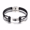 Bracelet Croix Chrétienne Cuir Acier Inoxydable Bracelet Croix Chrétienne Cuir + Acier Inoxydable