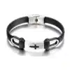Bracelet Croix Chrétienne Cuir + Acier Inoxydable Bracelet Croix Chrétienne Cuir + Acier Inoxydable