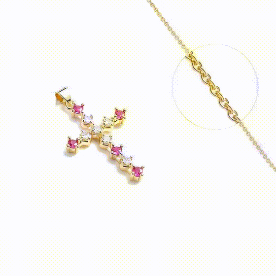 Collier Croix Chrétienne Oxyde Rouge et Blanc