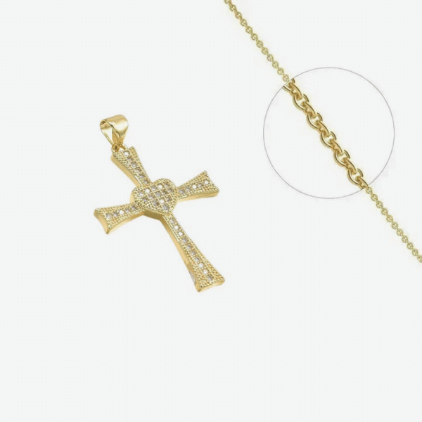 Collier Croix Chrétienne Cœur Zirconium Collier Croix Chrétienne Cœur Zirconium