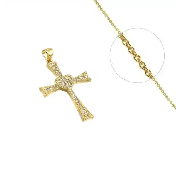 Collier Croix Chrétienne Cœur Zirconium Collier Croix Chrétienne Cœur Zirconium
