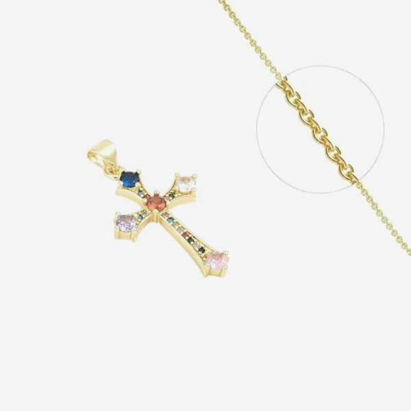 Collier Croix Chrétienne Religieuse Zirconium fond