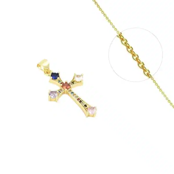 Collier croix chrétienne en zirconium