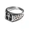 Bague Croix Ânkh Homme Chevalière Egyptienne Argentée