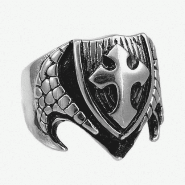 bague croix malte chevalière argentée pour homme