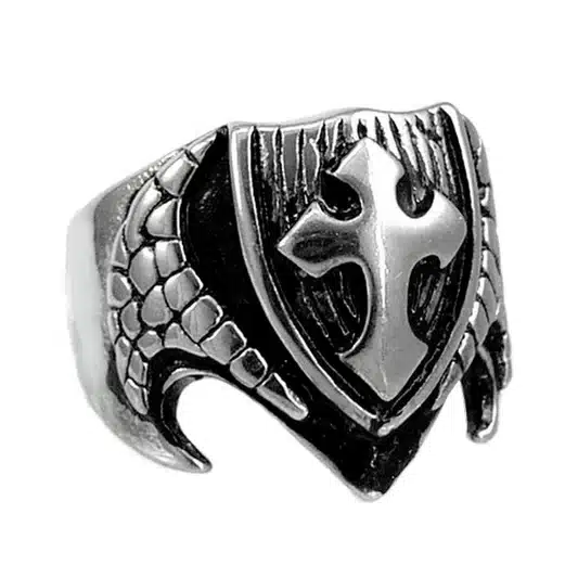 bague croix malte chevalière argentée pour homme