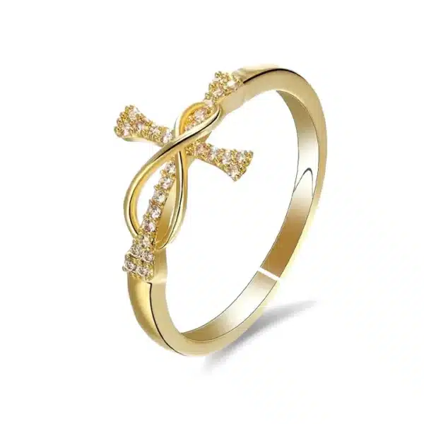 Bague Réglable Croix Chrétienne Femme Or Signe Infini