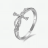 bague réglable croix chrétienne femme rhodium signe infini