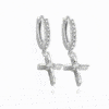 boucles d'oreilles croix chrétienne argent 925 zirconiums sertis aria