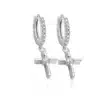 boucles d'oreilles croix chrétienne argent 925 zirconiums sertis aria