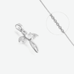 collier croix ailes d'ange oxyde blanc