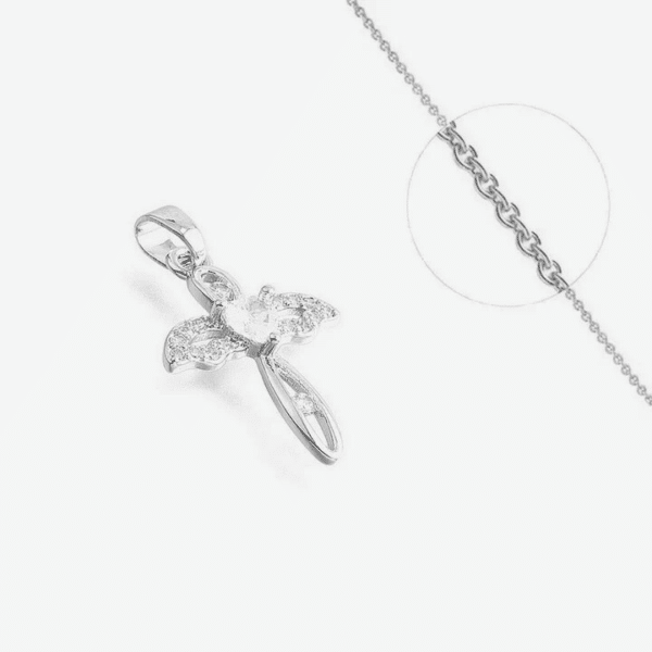 collier croix ailes d'ange oxyde blanc collier croix ailes d'ange oxyde blanc