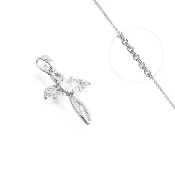 collier croix ailes d'ange oxyde blanc collier croix ailes d'ange oxyde blanc