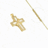 Collier Croix Chrétienne Nacré Or + Zirconiums Sertis