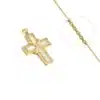 Collier Croix Chrétienne Nacré Or + Zirconiums Sertis