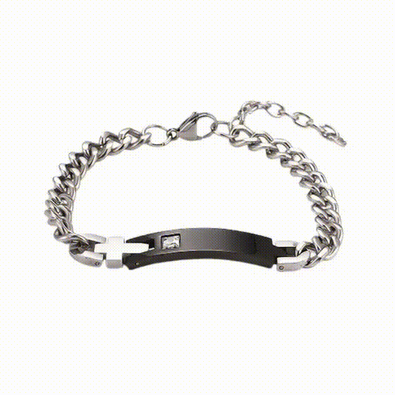 Bracelet Croix Acier Inoxydable Gourmette Homme