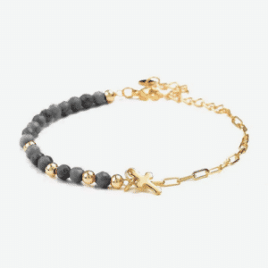 Bracelet Femme Croix Chrétienne + Pierre Agate