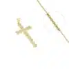 Collier Croix Catholique Plaqué Or Cœur+ Zirconiums Transparents
