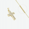 Collier Croix Chrétienne Latine Religieuse Plaqué Or + Zirconiums