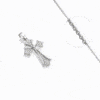 Collier Croix Chrétienne Rhodium Orné de Zirconiums
