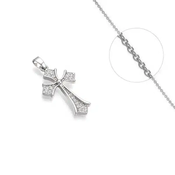 Collier Croix Chrétienne Rhodium Orné de Zirconiums