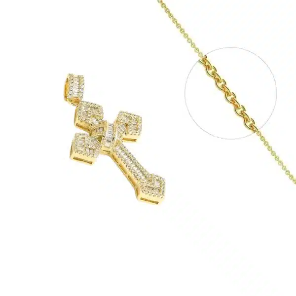 Collier Croix Entrelacée Plaqué Or + Zirconiums Sertis