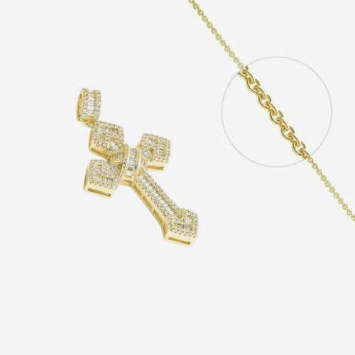 Collier Croix Entrelacée Plaqué Or + Zirconiums Sertis