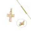 Collier Croix Latine Gemmée Plaqué Or + Zirconiums