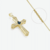 Collier Croix Latine Religieuse Plaqué Or + Zirconiums