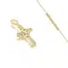Collier Croix Plaqué Or + Oxyde Zirconiums Blanc
