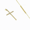 Collier Croix Religieuse Fine Plaqué Or + Zirconiums sertis