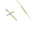 Collier Croix Religieuse Fine Plaqué Or + Zirconiums sertis