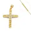 Collier Style Croix Maille Plaqué Or + Zirconiums Transparents