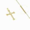 Collier Style Croix Religieuse Plaqué Or + Zirconiums Transparents