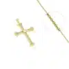 Collier Style Croix Religieuse Plaqué Or + Zirconiums Transparents
