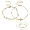 Lot 2 Bracelets Souples Croix Pour Femme Plaqués Or