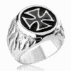 Bague Acier 316 Croix Malte Argentée Homme