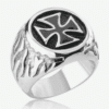 Bague Acier 316 Croix Malte Argenté Homme