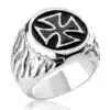 Bague Acier 316 Croix Malte Argentée Homme