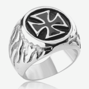 Bague Acier 316 Croix Malte Argenté Homme Bague Acier 316 Croix Malte Argenté Homme
