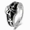 Bague Acier 316 Homme Croix Malte et Tête de Mort