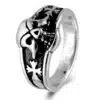 Bague Acier 316 Homme Croix Malte et Tête de Mort