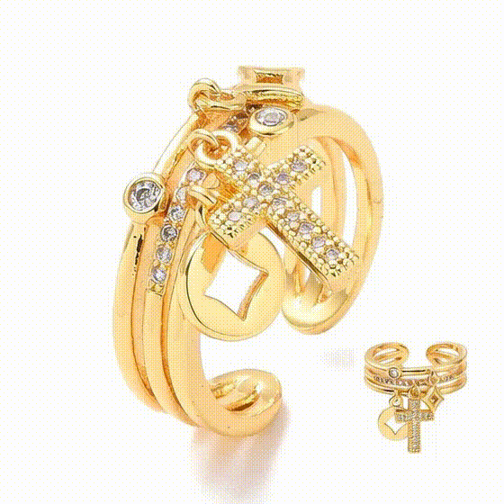 Bague Réglable Croix Chrétienne Femme Or