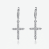 Boucles d'Oreilles Croix Argent 925 Zirconiums