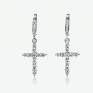 Boucles d'Oreilles Croix Argent 925 Zirconiums