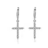 Boucles d'Oreilles Croix Argent 925 Zirconiums